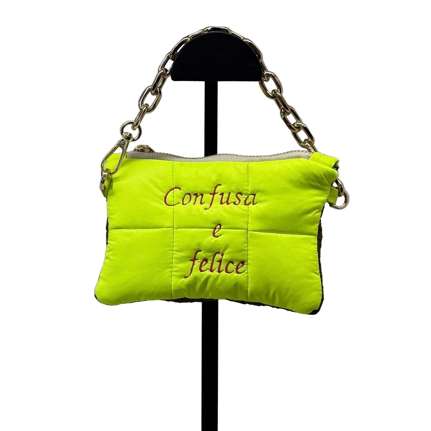 Mini Pochette Brown & Fluo “Confusa e felice”