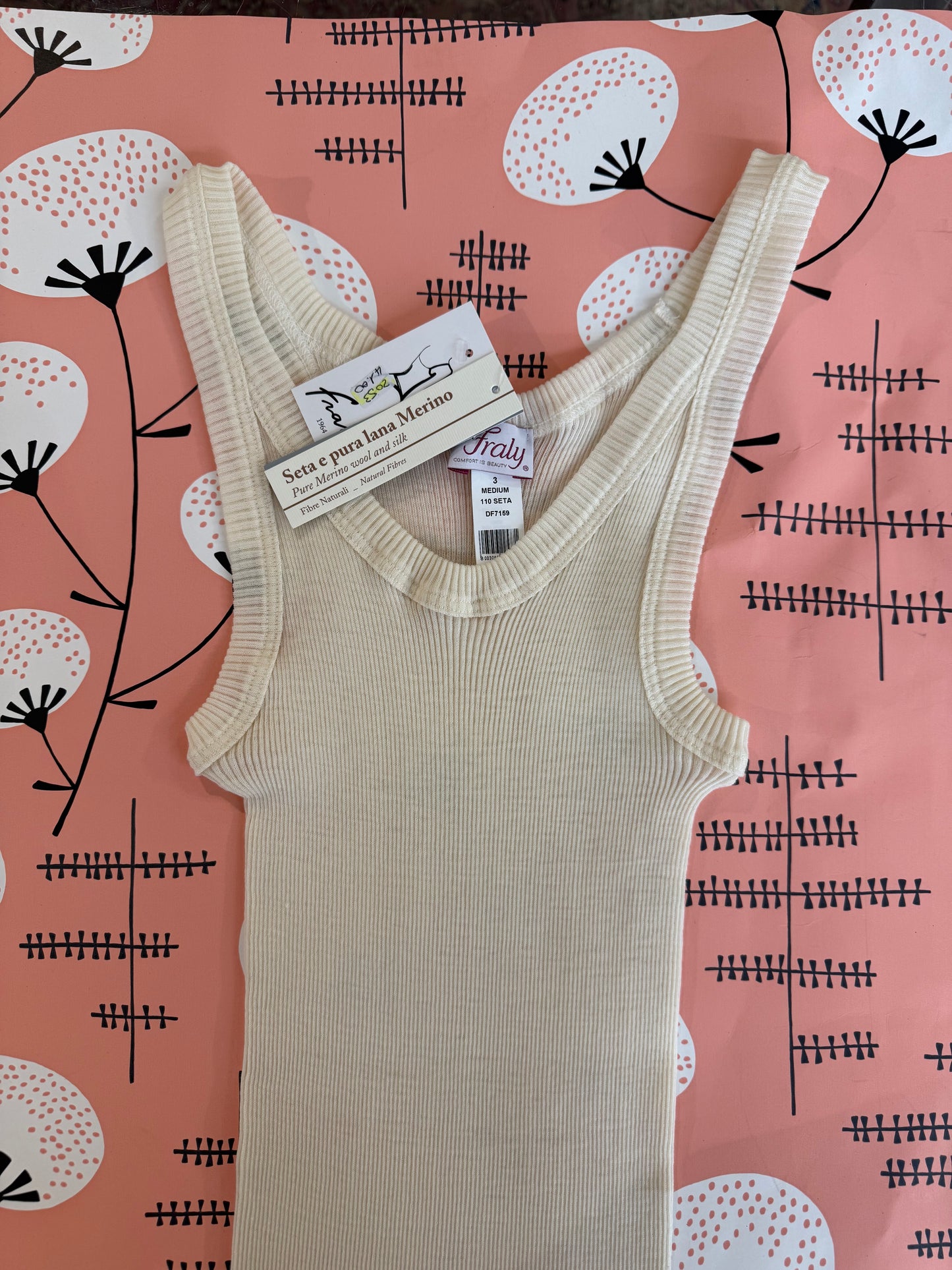 Canotta a coste lana merino e seta