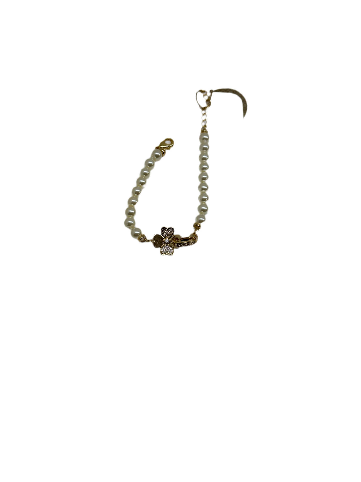 Braccialetto perle e quadrifoglio