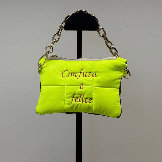 Mini Pochette Brown & Fluo “Confusa e felice”