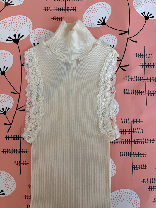 Dolcevita pizzo lana merino e seta